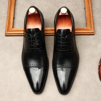 Büyük Boy EUR45 Siyah Brogue erkek resmi ayakkabı Hakiki Deri Balo Ayakkabı Erkek Elbise Ayakkabı
