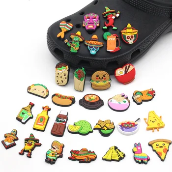 Yeni Meksika tarzı jıbz 1 adet karikatür gıda DIY croc bahçe ayakkabı takılar sevimli Kaktüs Aksesuarları fit takunya sandalet süslemeleri çocuklar hediye