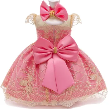 Dantel Prenses Elbise Bebek Kız 1 2 Yaşındaki Doğum Günü Partisi Kıyafetleri Yenidoğan 2nd Vaftiz Elbisesi Toddler Noel giyim setleri