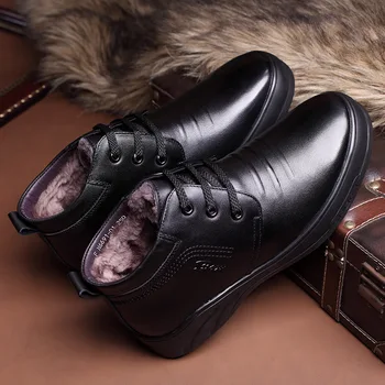 erkek hakiki Deri erkek zip çizmeler Kış Ayak Bileği adam kar botları yün Ayakkabı Ayakkabı moda günlük erkek ayakkabısı zapatos de hombre