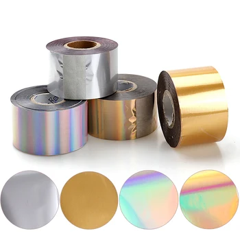 1 Rulo Lazer Gümüş Altın Tırnak Transferi Folyo Mat Altın Gümüş Nail Art Lehçe Sticker Çıkartmaları DIY Evren Manikür Süslemeleri