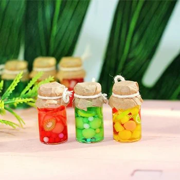 Yeni Varış 3 Adet Dollhouse Minyatür Konserve meyve Seti Oyuncak Bebek Maması Mutfak Aksesuarları