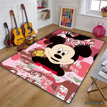 Disney Karikatür Şık 3D Mickey Minnie Dijital Baskılı Bebek Tarama Oyun kaymaz Zemin Mat Yatak Odası Oturma Odası Dekoratif Mat