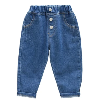 IENENS Bahar Sonbahar Kot Çocuk Giysileri Erkek Kız günlük kot 2-7 Yıl Çocuk Katı Denim Pantolon Giyim uzun pantolon