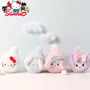 Sanrio Kuromi Hello Kitty Melody Cinnamoroll Kış Earmuffs Taklit Karikatür Tavşan Kürk Antifriz Sıcak Tutmak Earmuffs Çocuklar Hediye