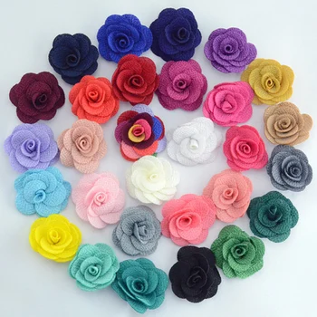 10 Adet / grup Boyutu 4 CM Kumaş Güller Dekoratif Çiçek El Yapımı Pamuklu Bez Çiçekler El DIY Malzeme Kız Saç Aksesuarları