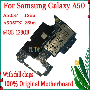 64GB / 128GB Samsung Galaxy A50 A505F / A505FN Anakart Tek / çift 100 % Orijinal Tam cips ve Android Sistemi Mantık Domuzu