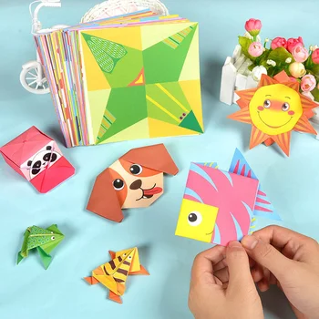 54 Adet / takım Bebek Zanaat Oyuncaklar Karikatür Hayvan Origami Kağıt Kesme Kitap Çocuklar Kağıt Kesim Bulmaca Erken Öğrenme Eğitici Oyuncaklar Hediyeler