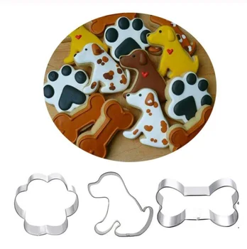 3 adet Pastane Reposteria Pet Köpek Kemik Pençe Fondan Kek Dekor Araçları Metal kurabiye kesici Macun Çikolata Bisküvi Kalıp Fırın
