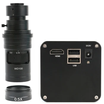 AF Otofokus HDMI U Disk Video Otomatik Odaklama Sanayi USB Ölçüm Fonksiyonu Mikroskop Kamera + 200X C Mount Lens + 144 led ışık
