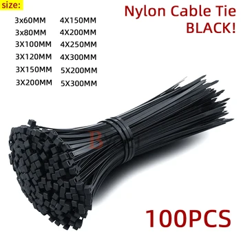 Kendinden kilitlemeli plastik naylon kablo bağı 100 adet siyah 5x300 kablo bağı sabitleme halkası 3x200 endüstriyel kablo bağı kablo bağı seti
