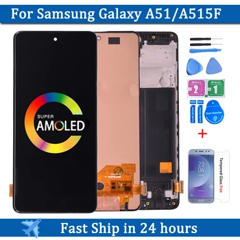 Süper AMOLED Samsung Galaxy A51 LCD A515 A515F A515F / DS A515FD LCD Ekran İle Çerçeve Sayısallaştırıcı Meclisi ile Dokunmatik Ekran