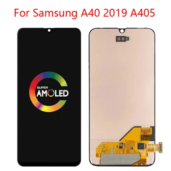 AMOLED Samsung A40 LCD A405 LCD ekran dokunmatik ekranlı sayısallaştırıcı grup çerçeve ile a40 ekran yedek parça tamir