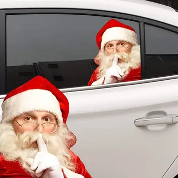 2 adet Santa Araba Pencere Sticker araç ön camı pencere camı Çıkartmaları Sol Sağ Noel Noel Baba Araba Çıkartmaları Su Geçirmez Çıkartmalar