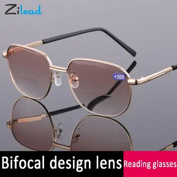 Zilead okuma gözlüğü Kadın Erkek Uzak Ve Yakın Bifokal Presbiyopik Gözlük Çift hafif Metal Hipermetrop Gözlük+1.5 2.0 2.5 3.0