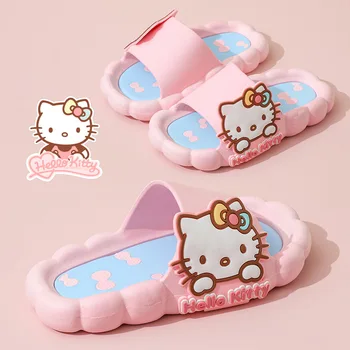 Sanrio Sevimli Terlik Çocuklar Yaz Karikatür Çocuk Ayakkabı Kızlar için Hello Kitty Cinnamoroll Benim Melodi Sandalet Yürümeye Başlayan ev terlikleri