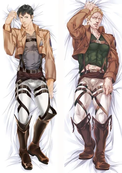 Titan Dakimakura Kapak Eren Jaeger Mikasa Ackerman Erwin Smith Anime vücut yastığı Kapak 3D Çift taraflı Yastık Kılıfı