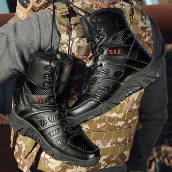 Alan Askeri Taktik Çizme Erkek Güvenlik Botları Açık Yüksek top Yürüyüş Ayak Bileği iş ayakkabısı Yeni Kış Dayanıklı Platform Ayakkabı Adam için