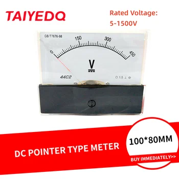 44C2 DC Voltmetre Analog Panel Pointer Volt Metre 500V300V250V150V100V Kare 100 * 80mm