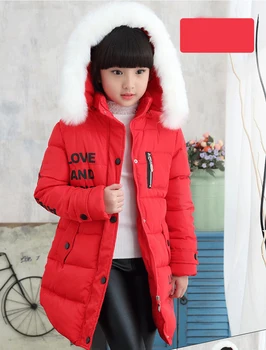 Dayanıklı Şiddetli Soğuk Kalın Tutmak Sıcak Kış Ceket Kızlar İçin Mektup Kapşonlu Çocuk Giyim Genç Uzun Rüzgarlık Ceket
