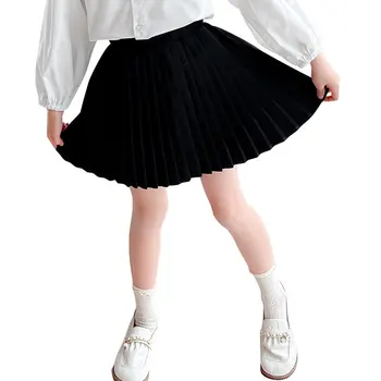 Bebek Kız Okul Siyah Etek Bahar Sonbahar Yeni Gelenler Prenses Pilili Mini Etek Kore günlük kıyafetler 4 5 7 8 9 11 13 Yıl