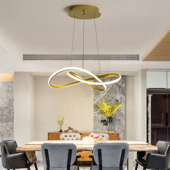 Modern LED tavan ışık oturma odası yemek odası İçin asılı lambalar Asma hattı tavan lambası fikstür Altın ve Beyaz ve siyah