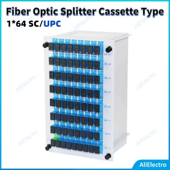 1 * 64 SC / UPC Fiber optik sıyırıcı 1x64 Optik PLC Splitter Kaset Kutusu Kart Takma Tipi Optik FTTH PLC Splitter