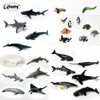 Gerçekçi mini Deniz Yaşamı Hayvan Figürleri Yunus Köpekbalığı Balina seti modeli rakamlar Minyatür Deniz Yaratıkları Eğitici Oyuncaklar Hediye