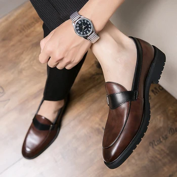 Erkekler siyah ayakkabı Erkekler Elbise Ayakkabı Loafer'lar İtalyan Rahat Deri Moda Trendi Lüks Yaz Şık Erkek Hippi Büyük Boy 48