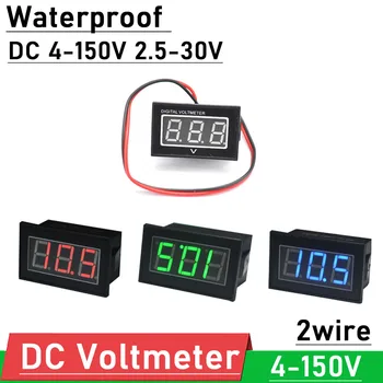 Su geçirmez Voltmetre DC 2.5-30V 4V-150V Led Dijital Volt Metre 12V 24V 36v 48v 60V pil monitörü Lityum Lifepo4 Li-İon ARABA