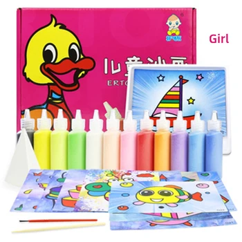 12 Adet / kutu Yaratıcı DIY Kum Boyama Çocuklar Montessori Oyuncaklar Çocuk El Sanatları Doodle Renk Kum Resimleri Çizim Kağıt eğitici oyuncak