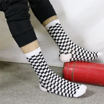 Kore Harajuku Trend Erkekler Dama Tahtası Çorap Geometrik Damalı Hip Hop Pamuk Kadınlar Unisex Streetwear Yenilik Sokken Dropship