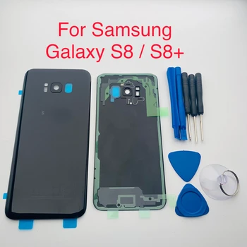 Arka Panel Kılıf Pil Cam Arka Kapı Kapak Konut Samsung Galaxy S8 G950 G950F ve S8 Artı G955 G955F Ön Yapışkanlı Etiket
