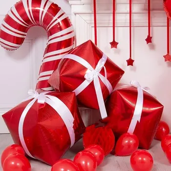 Şeker hediye kamışı şekli alüminyum film balon Noel partisi ziyafet Yeni Yıl düğün süslemeleri