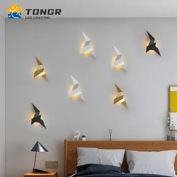 Iskandinav LED Kuş Duvar Lambaları Yatak odası Dekorasyon duvar ışıkları Kapalı Modern aydınlatma Ev Merdiven Yatak odası Başucu aydınlatma armatürleri