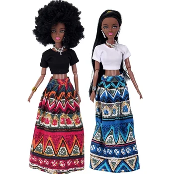 Amerikan oyuncak bebek Aksesuarları Vücut 4 Eklemler için Ulusal tarzı Değiştirebilirsiniz Kafa Giysi Hareket Afrika Siyah Kız Hediye Oyuncak Pretend Bebek