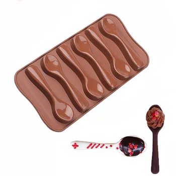 Silikon Kek Kalıbı Kaşık Şekilli Çikolata Bisküvi Şeker Jöle DIY Tatlı Pişirme Kalıpları Mutfak Bakeware Dekorasyon Araçları