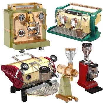 Yaratıcı Vintage Kahve Makinesi Çekirdeği Değirmeni Modeli Yapı Taşları Simülasyon Klasik Retro Kahve Makinesi Tuğla MOC Oyuncak Çocuk Hediye