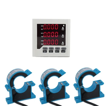 AC0-50A, 100A,150A,200A,400A, 600A 3 fazlı ampermetre ile 3 adet kelepçe CT sensörleri amper bobin