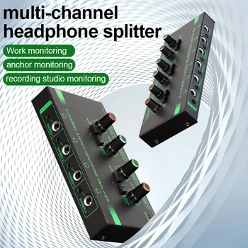 4 6 Kanal stereo kulaklık Amplifikatör Mini Taşınabilir Kulaklık Splitter Ultra Düşük Gürültü Ses Çalışma Kayıt Stüdyosu Monitör