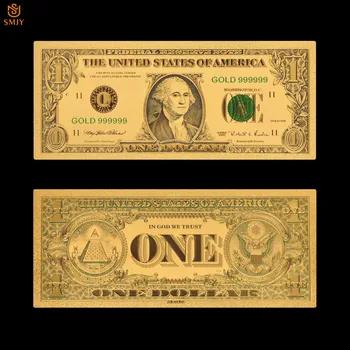 ABD Altın Banknot 1 Dolar Para 24 K Altın Plaka Banknot Koleksiyonu Ve Sahte Para Kağıt Hediyeler