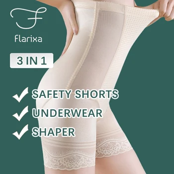 Flarixa 3 in 1 Güvenlik Şort Şekillendirme Şekillendirici Iç Çamaşırı Yüksek Bel Düz Göbek Külot kadın Dikişsiz Esneklik PantiesThin