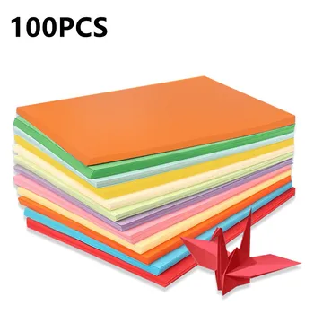 100 Adet Renkli A4 kopra kağidi Çok boyutlu Çift Taraflı Origami 10 Farklı Renkler Hediye Paketleme Zanaat dekorasyon kağıdı
