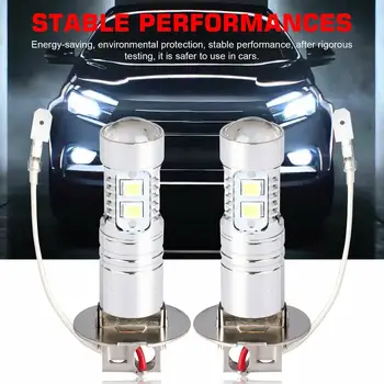 2 adet H3 LED Ampuller 6000K Beyaz Süper Parlak yüksek güçlü araba Sis Lambası Sürüş DRL Otomatik lamba ampulü Dönüşüm Kitleri DC 12v-24v 100W