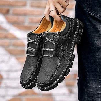 El yapımı gündelik erkek ayakkabısı Erkek deri makosenler Düz El Yapımı Nefes Moda erkek Sneakers Moccasins Tasarımcı Büyük Boy Ayakkabı