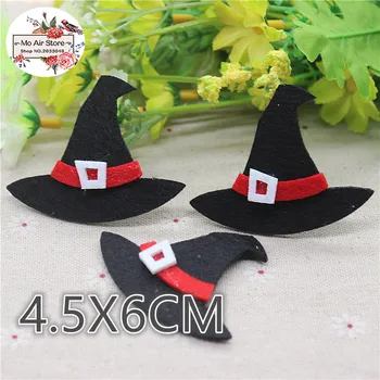 6x4. 5CM dokunmamış yamalar Cadılar Bayramı siyah sihirbazı şapka Keçe Aplikler giysi Dikiş Malzemeleri dıy zanaat süsleme
