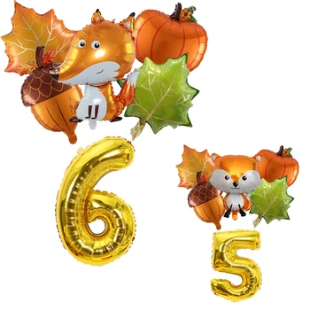 6 Adet Sonbahar Orman Hayvanları Çocuklar Doğum Günü Partisi Dekorasyon Sincap suni çam kozalağı Folyo Balon 0-9 Sayı Topu noel hediyesi