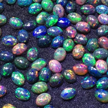 Icnway Doğal Avustralya Siyah Opal Çıplak Taş Yüzük Yüzey Renk Renkli Baş ve Ayak Kristaller Temiz Çeşitli Kakma