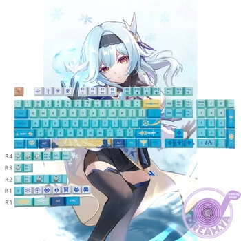 Oyun Genshin Darbe Eula Tema Cosplay Mekanik Klavye Keycaps 87/104/108 Tuşları Moda Serin Klavye Koleksiyonu Hediye