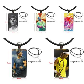 Kadınlar için Mücevher Cam Cabochon Kolye Kolye Dikdörtgen Moda Kolye Sakin Ol Ve Vamos Rafa Rafael Nadal Tenis